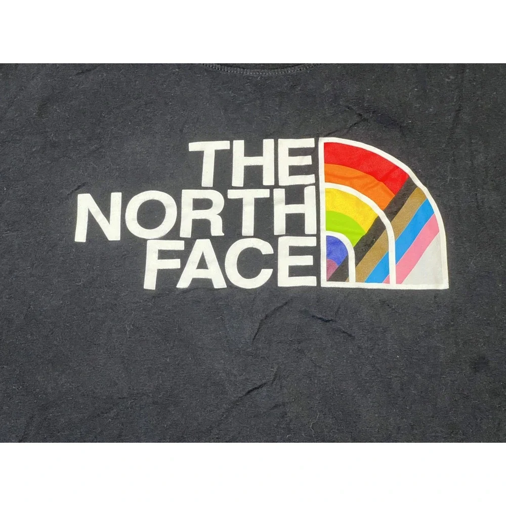 The North Face Pride T-Shirt Mens XL Black Graphic Rainbow Logo Cotton Casual